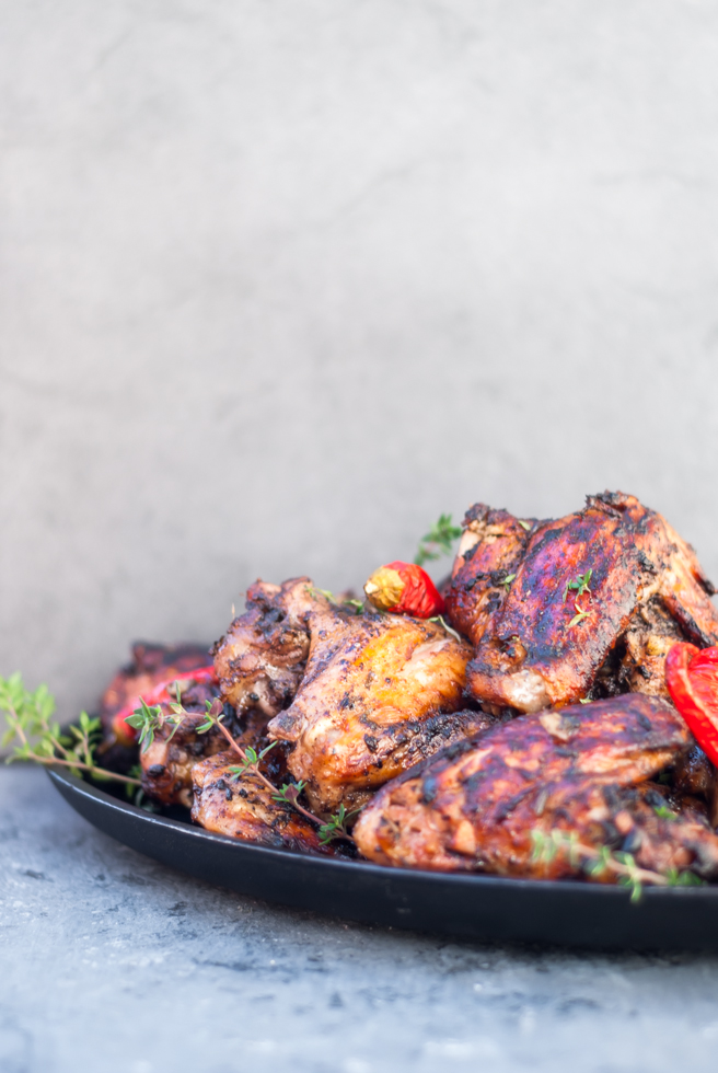 Caribbean Jerk Chicken Wings Crispy, both sweet and spicy and full of flavours – the perfect recipe to bring back memories of hot summer days.